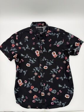 Denim & Flower Ricky Singh Black Floral Short Sleeve Button Down Men’s Small